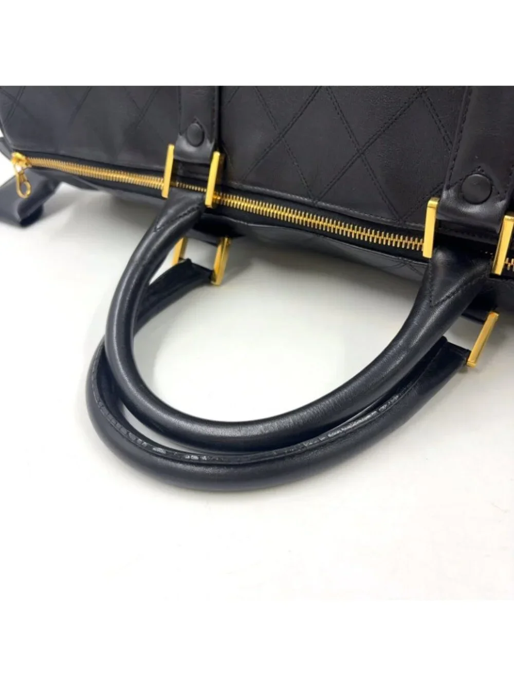 Chanel Bicolor 2-Way Leather Black Boston Bag Gold
